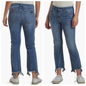 NEW Jen7 Cropped Kick Flare Crop Jeans Frayed Blue High Rise 7 For All Mankind 0